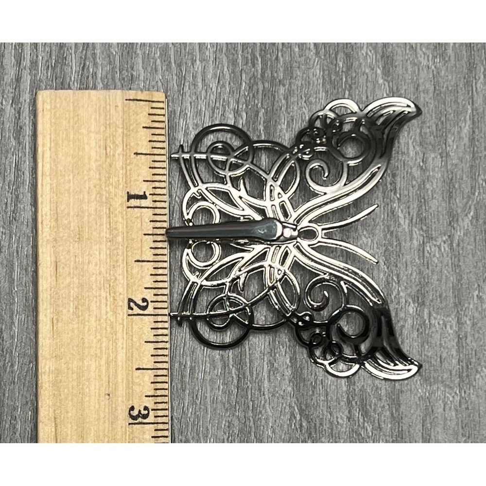 Neiman Marcus Figural Butterfly Scarf Hair Dress Lapel Clip Filigree Red Heart - Picture 7 of 8